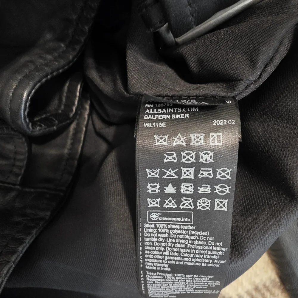 All Saints Balfern Leather Biker Jacket Size 8 US Womens - Picture 5 of 5